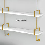 3-Tier Modern Wall Mounted Shelves Long Floating Shelving in White & Gold