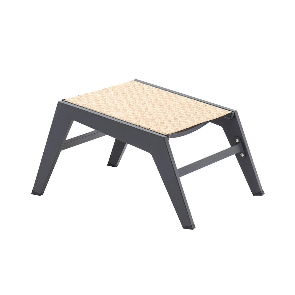 5Pcs Rustic Rattan Aluminum Outdoor Patio Lounge Chair Set Round Coffee Table & Stool