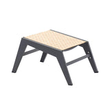 5Pcs Rustic Rattan Aluminum Outdoor Patio Lounge Chair Set Round Coffee Table & Stool