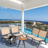 5Pcs Rustic Rattan Aluminum Outdoor Patio Lounge Chair Set Round Coffee Table & Stool