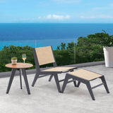 5Pcs Rustic Rattan Aluminum Outdoor Patio Lounge Chair Set Round Coffee Table & Stool