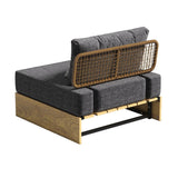 5Pcs Teak Outdoor Sectional Sofa Set with Coffee Table and Cushion in Natural & Gray