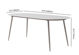 6 - Person Oval Faux Marble Top & Aluminum Outdoor Patio Dinning Table in White & Gray