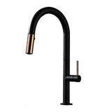 Simple Touch Pull Down Kitchen Faucet with Double Function Single Handle Black & Gold