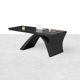 71" Modern White Computer Desk Rectangular Executive Desk with Abstract Base