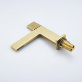 Brushed Gold Modern Bathroom Sink Faucet Single Handle 1-Hole Solid Brass