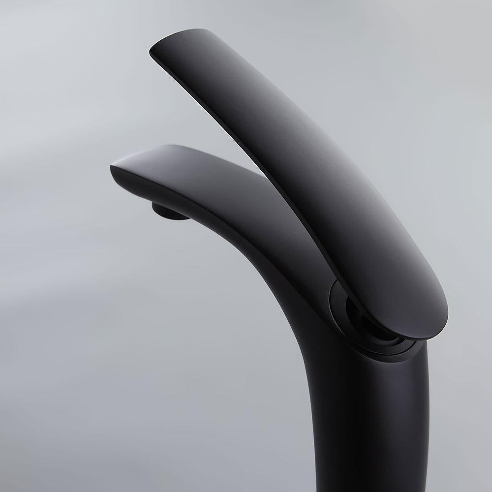 Adolf Matte Black Single Handle One-Hole Bathroom Sink Faucet Solid Brass