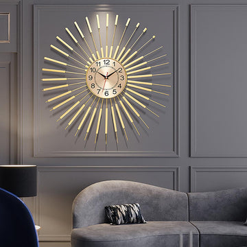 24" Modern Oversized Golden Wall Clock with Helical Shape Metal Frame