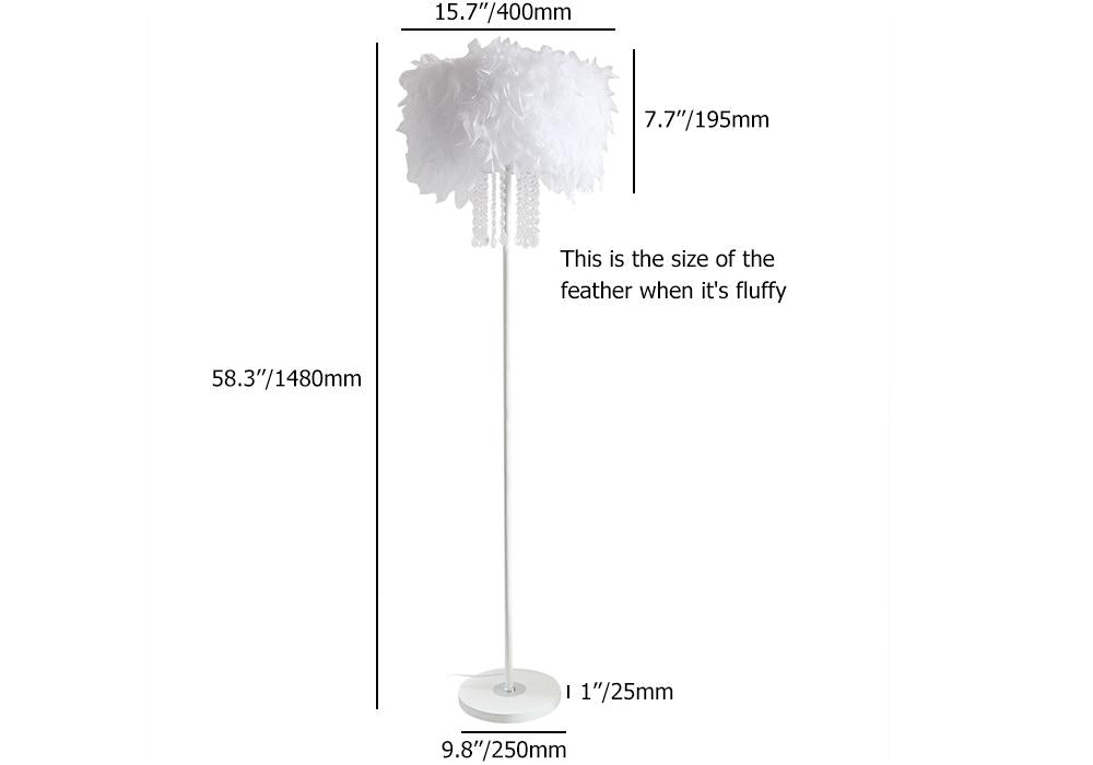 Modern Floor Lamp with Feather Shade Standing Lamp for Living Room in White