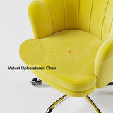 Blue Modern Swivel Office Chair Velvet Upholstered Task Chair Adjustable Height