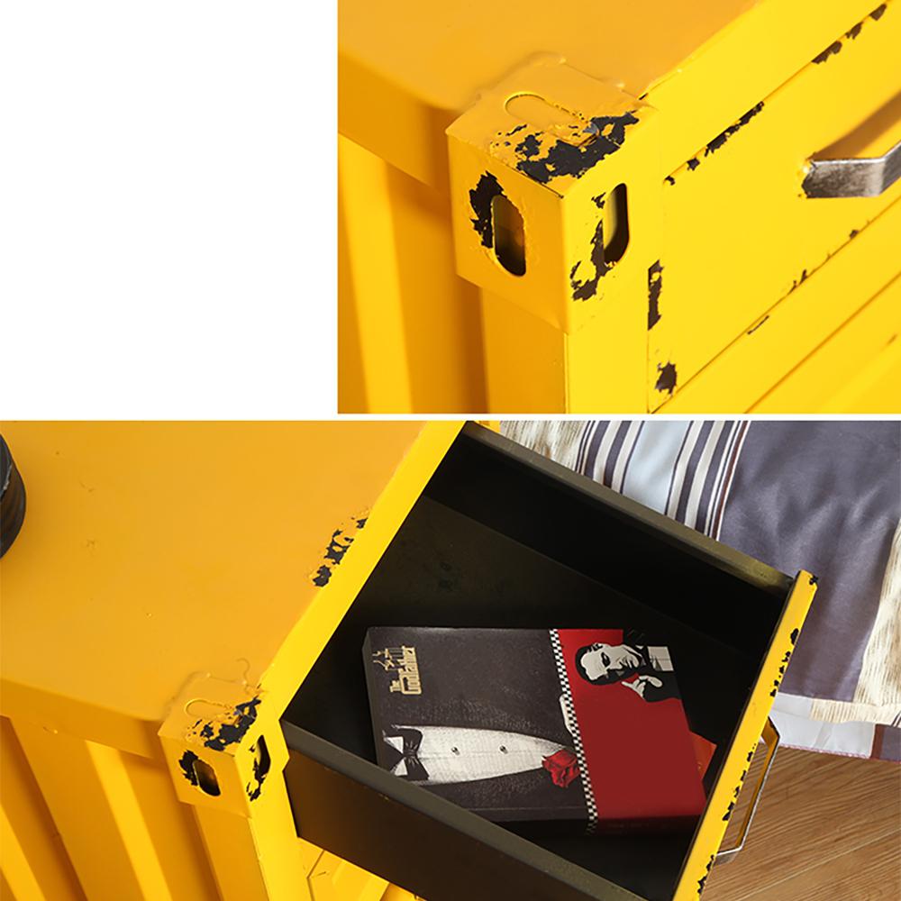 Industrial Loft Red Nightstand Retro Bedside Storage Cabinet with Door & Drawer