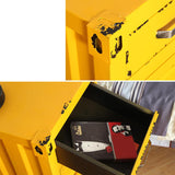 Industrial Loft Red Nightstand Retro Bedside Storage Cabinet with Door & Drawer