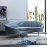 103" Brown Tufted Curved Performance Velvet Sofa with Gold Metal Legs-Furniture,Living Room Furniture,Sofas & Loveseats