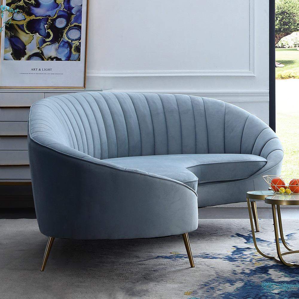 103" Brown Tufted Curved Performance Velvet Sofa with Gold Metal Legs-Furniture,Living Room Furniture,Sofas & Loveseats