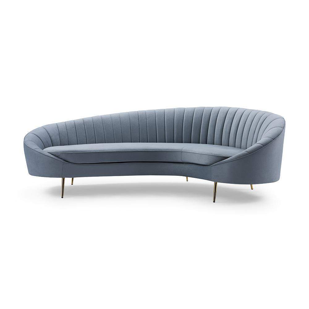 103" Brown Tufted Curved Performance Velvet Sofa with Gold Metal Legs-Furniture,Living Room Furniture,Sofas & Loveseats