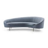 103" Brown Tufted Curved Performance Velvet Sofa with Gold Metal Legs-Furniture,Living Room Furniture,Sofas & Loveseats