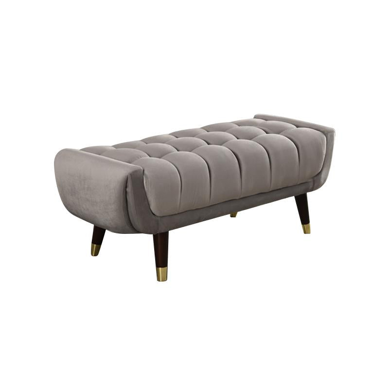 Modern Entryway Bench Gray Velvet Upholstered Ottoman Bench for End of Bed