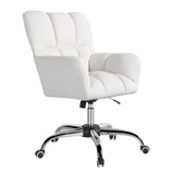Modern Office Chair Upholstered Cotton & Linen Swivel Task Chair Height Adjustable