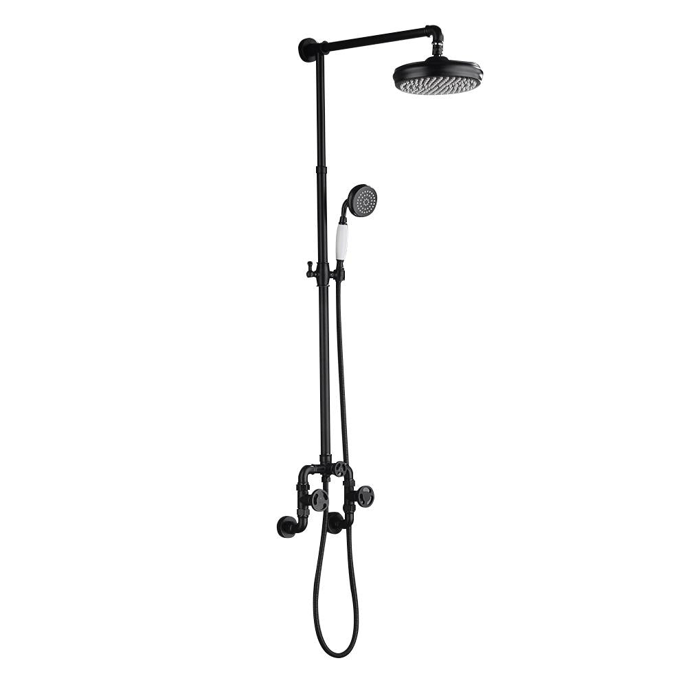 Industrial Style Wall-Mounted Shower System 2-function in Black