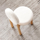 Modern White Boucle Dining Chair Side Chair Natural Wood Legs
