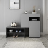 Gray Corner Shoe Storage Cabinet with 7 Shelves & 1 Drawer Entryway Shoe Storage