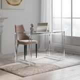 Savea 47.2" Modern Rectangular Clear Tempered Glass Office Writing Desk