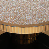 Dumbbell Gold Glass Coffee Table with Glitter Accents Cocktail Table-Coffee Tables,Furniture,Living Room Furniture