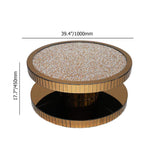 Dumbbell Gold Glass Coffee Table with Glitter Accents Cocktail Table-Coffee Tables,Furniture,Living Room Furniture