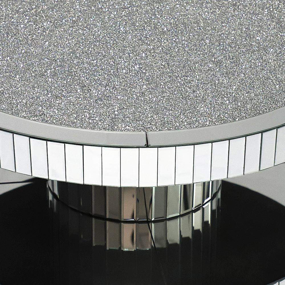Dumbbell Gold Glass Coffee Table with Glitter Accents Cocktail Table-Coffee Tables,Furniture,Living Room Furniture