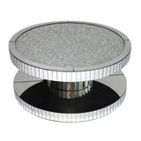Dumbbell Gold Glass Coffee Table with Glitter Accents Cocktail Table-Coffee Tables,Furniture,Living Room Furniture