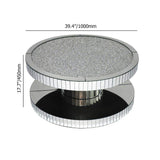 Dumbbell Gold Glass Coffee Table with Glitter Accents Cocktail Table-Coffee Tables,Furniture,Living Room Furniture