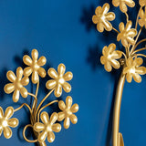 2 Pieces Glam Metal Wall Decor Home Art in Gold & Blue with Semi-Circle Design