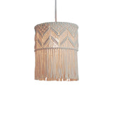 Bohemian Style 1-Light Macrame Fringed Pendant Light Hand Woven Lantern