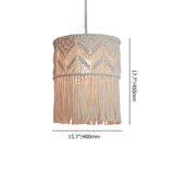Bohemian Style 1-Light Macrame Fringed Pendant Light Hand Woven Lantern