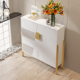 Modern Entryway White Shoe Storage Narrow Shoe Cabinet with 2 Flip Doors & 1 Drawer