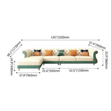126" Beige & Green Faux Leather Sectional Sofa with Right Chaise-Furniture,Living Room Furniture,Sectionals