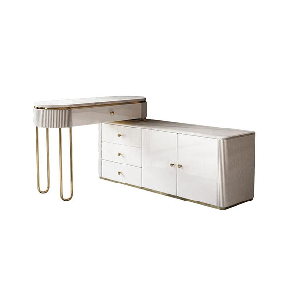 Modern Marble Top Makeup Vanity Dressing Table with Corner