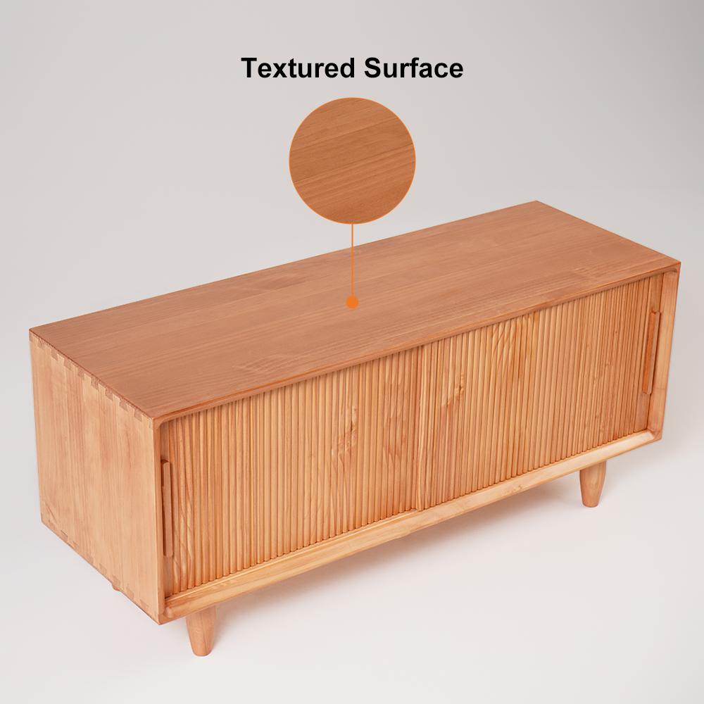 39.4" Rustic Storage Bench with Storage Sliding Doors Adjustable Shelf Natural Pine Wood
