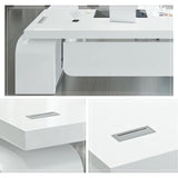 L-shaped Modern Executive Desk with Ample Storages Right Hand in White