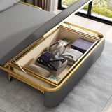 Full Sleeper Sofa Gray Upholstered Convertible Sofa Leath-Aire