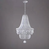 Kesarre Retro Wood Beaded Chandelier Empire Ceiling Light in Gray & Blue