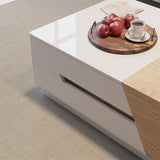 Pinkle 82'' Modern Wood Extendable Sliding Top Coffee Table with Storage in White Walnut