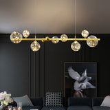 Modern Gold Kitchen Island Light LED Glass Globe 8-Light for Dining Doom