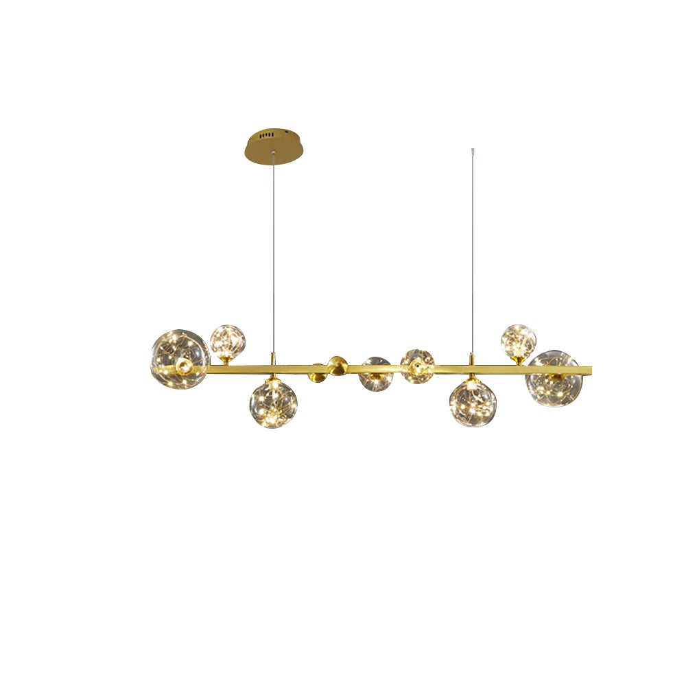 Modern Gold Kitchen Island Light LED Glass Globe 8-Light for Dining Doom