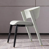 Modern Off White Dining Chair Faux Leather Upholstered Curved Back Set of 2