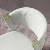 Modern Off White Dining Chair Faux Leather Upholstered Curved Back Set of 2