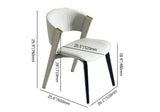 Modern Off White Dining Chair Faux Leather Upholstered Curved Back Set of 2