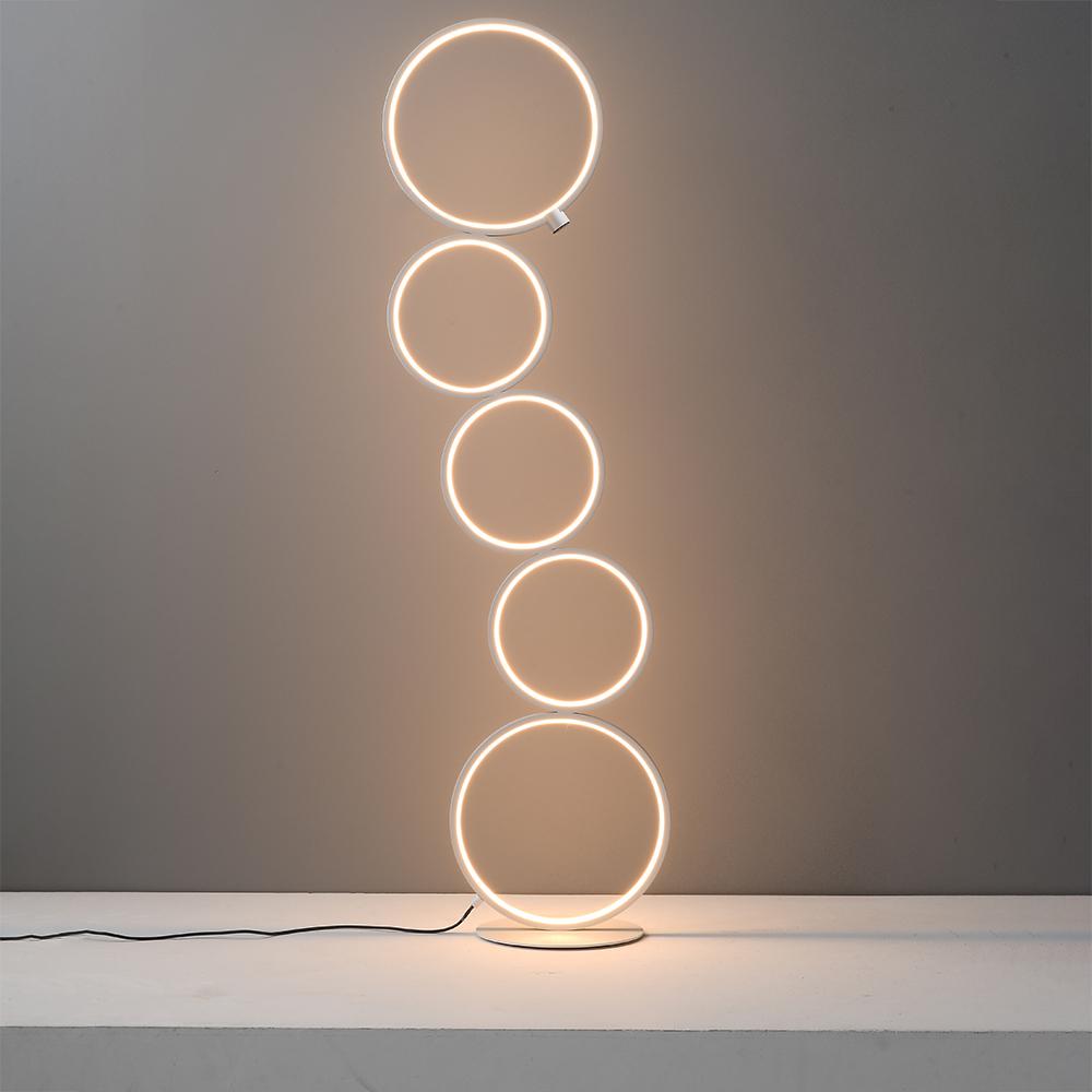 Black LED Floor Lamp 5-Ring Novelty Dimmable Standing Lamp