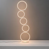 Black LED Floor Lamp 5-Ring Novelty Dimmable Standing Lamp