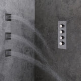 Modern Rain Thermostatic Brushed Nickel Shower Faucet Flush Mount Shower System with Hand Shower & Body Jets Solid Brass